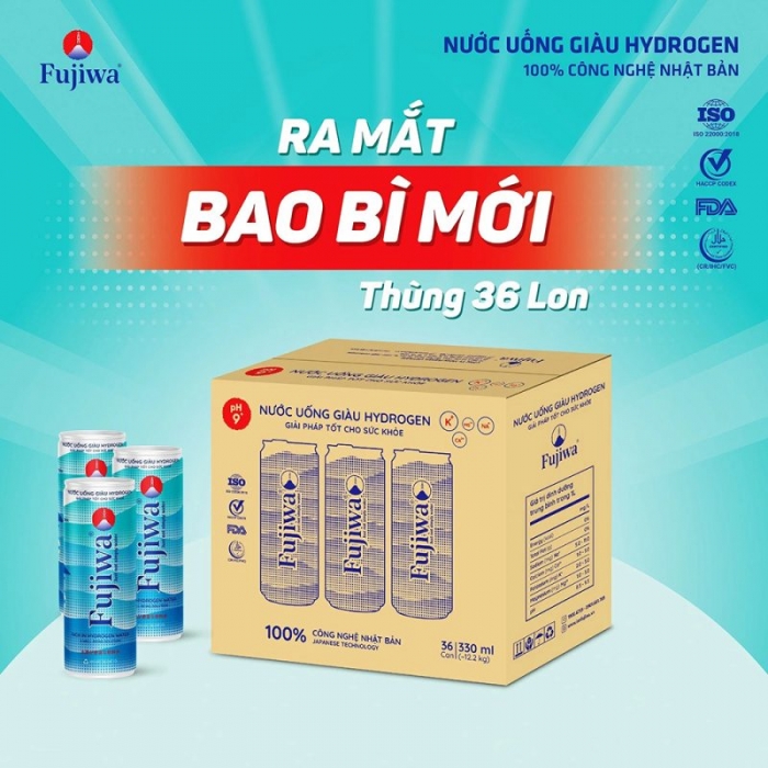 Thùng 36 lon Nước Uống Giàu Hydrogen Fujiwa 330ml